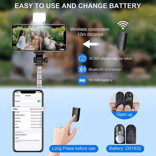 Selfie Stick Tripod + Fill Light + Shutter Remote BLACK Item | Buy Selfie Stick Tripod + Fill Light + Shutter Remote BLACK | SPOP Enterprise Global